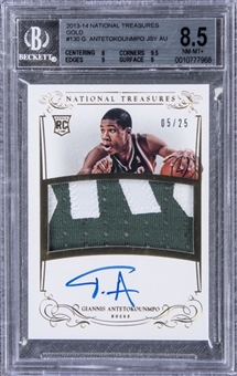 2013-14 National Treasures (Gold) #130 Giannis Antetokounmpo Signed Rookie Card (#05/25) – BGS NM-MT+ 8.5/BGS 10